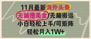 （13390期）海外头条，无脑搬运撸美金，小白轻松上手，可矩阵操作，轻松月入1W+-黑斯坦丁项目网