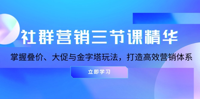 （13431期）社群营销三节课精华：掌握叠价、大促与金字塔玩法，打造高效营销体系-黑斯坦丁项目网