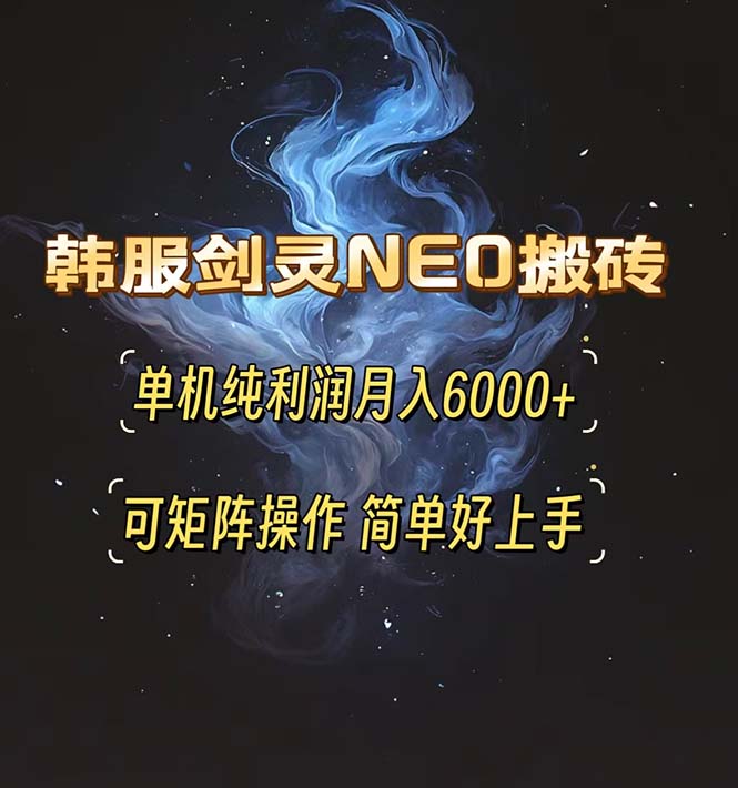 (13435期)韩服剑灵NEO搬砖攻略,单机纯利润月入6000+ 可矩阵操作,简单好上手。-黑斯坦丁项目网