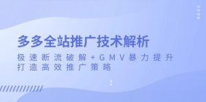 （13417期）多多全站推广技术解析：极速断流破解+GMV暴力提升，打造高效推广策略-黑斯坦丁项目网