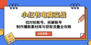 （13490期）小红书电商实战：找对标账号、拆解账号、制作爆款素材库与获取流量全攻略-黑斯坦丁项目网