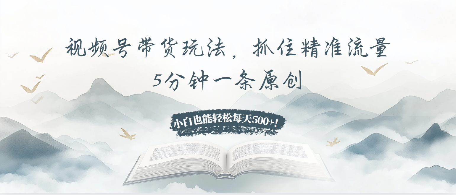 (13492期)视频号带货玩法,抓住精准流量,5分钟一条原创,小白也能轻松每天500+!-黑斯坦丁项目网