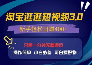 （13508期）最新淘宝逛逛视频3.0，操作简单，新手轻松日赚400+，可白嫖好物，小白…-黑斯坦丁项目网