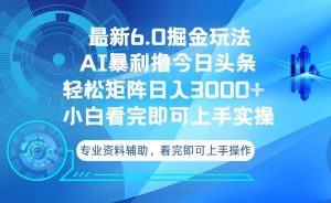 （13500期）今日头条最新6.0掘金玩法，轻松矩阵日入3000+-黑斯坦丁项目网