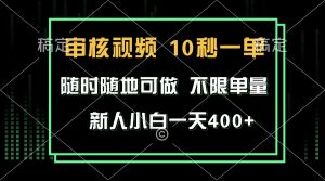 （13636期）审核视频，10秒一单，不限时间，不限单量，新人小白一天400+-黑斯坦丁项目网