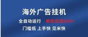 （13692期）海外广告挂机 全自动运行 单机单日300+ 日结项目 稳定运行 欢迎观看课程-黑斯坦丁项目网