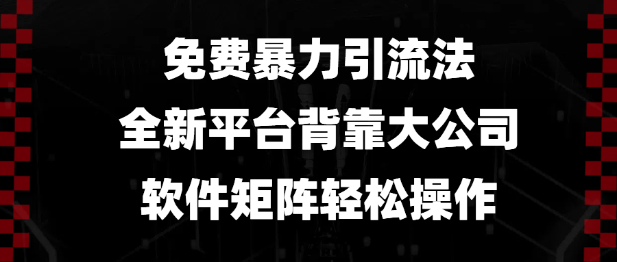 （13745期）免费暴力引流法，全新平台，背靠大公司，软件矩阵轻松操作-黑斯坦丁项目网