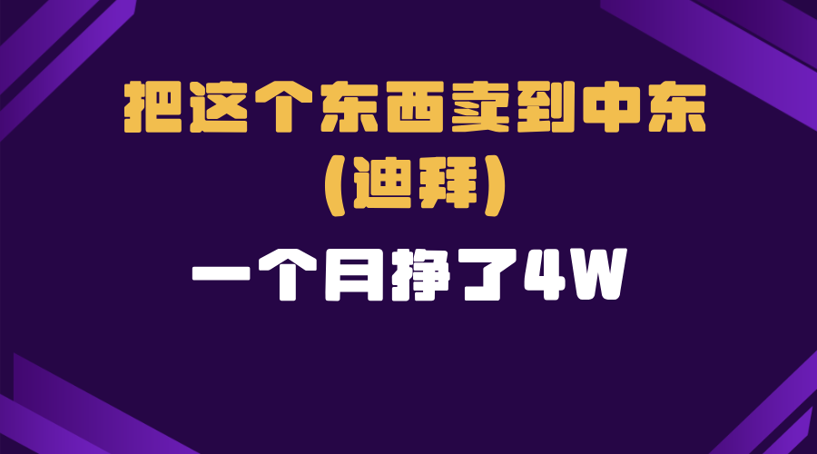 （13740期）跨境电商一个人在家把货卖到迪拜，暴力项目拆解-黑斯坦丁项目网