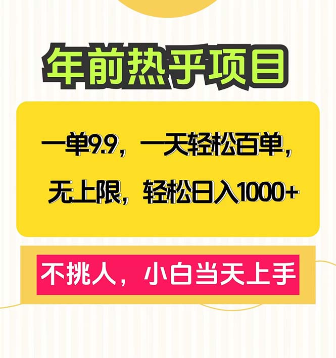 （13795期）一单9.9，一天百单无上限，不挑人，小白当天上手，轻松日入1000+-黑斯坦丁项目网