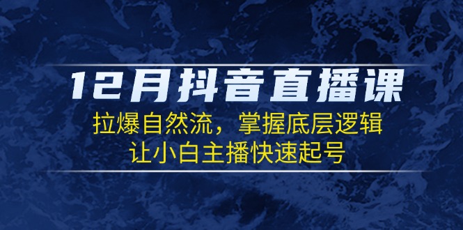 （13807期）12月抖音直播课：拉爆自然流，掌握底层逻辑，让小白主播快速起号-黑斯坦丁项目网