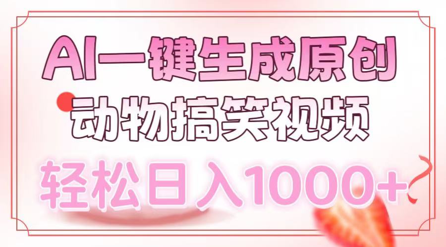（13884期）AI一键生成原创动物搞笑视频，轻松日入1000+-黑斯坦丁项目网