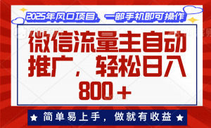 （13993期）微信流量主自动推广，轻松日入800+，简单易上手，做就有收益。-黑斯坦丁项目网