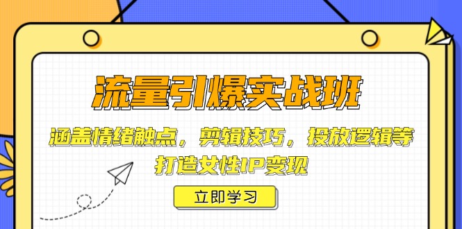 (14008期)流量引爆实战班,涵盖情绪触点,剪辑技巧,投放逻辑等,打造女性IP变现-黑斯坦丁项目网