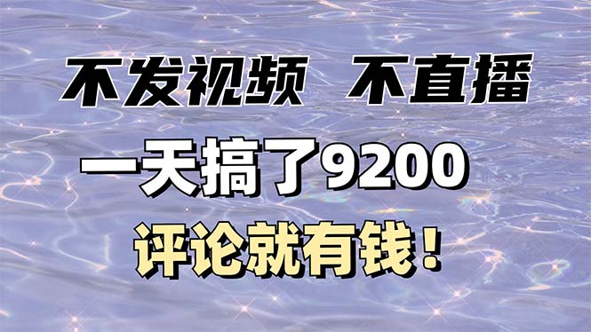 （14018期）不发作品不直播，评论就有钱，一条最高10块，一天搞了9200-黑斯坦丁项目网