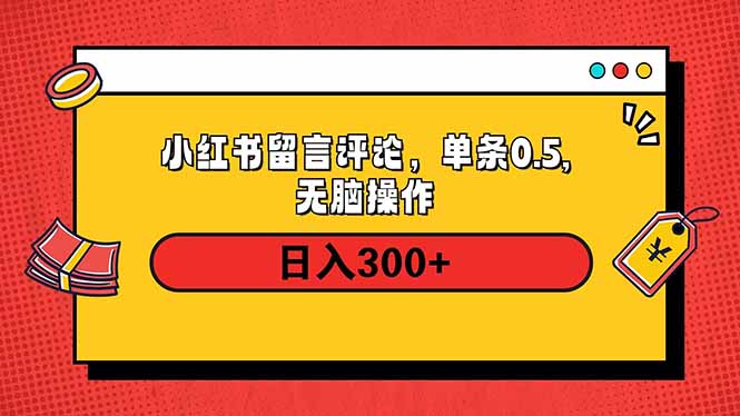 （14044期）小红书评论单条0.5元，日入300＋，无上限，详细操作流程-黑斯坦丁项目网