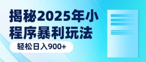 (14110期)揭秘2025年小程序暴利玩法:轻松日入900+-黑斯坦丁项目网