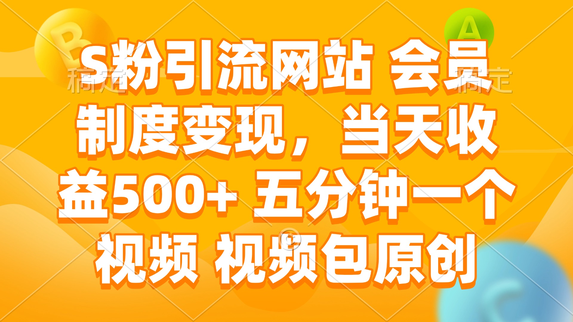 （14129期）S粉引流网站 会员制度变现，当天收益500+ 五分钟一个视频 视频包原创-黑斯坦丁项目网