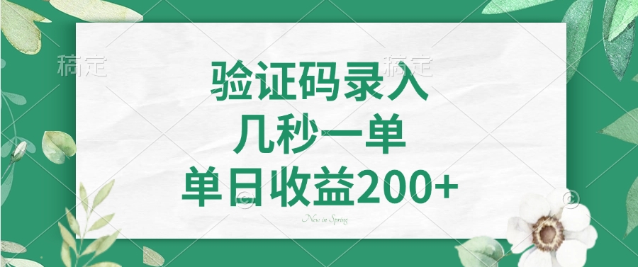 验证码录入，几秒一单，单日收益200+-黑斯坦丁项目网