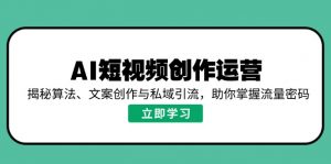 AI短视频创作运营，揭秘算法、文案创作与私域引流，助你掌握流量密码-黑斯坦丁项目网