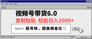 视频号带货6.0，轻松日入2000+，起号快，复制粘贴即可，超高佣金比-黑斯坦丁项目网
