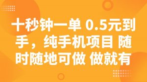 十秒钟一单 0.5元到手，纯手机项目 随时随地可做 做就有-黑斯坦丁项目网