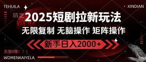2025短剧拉新玩法，无需注册登录，无限0撸，无脑批量操作日入2000+-黑斯坦丁项目网
