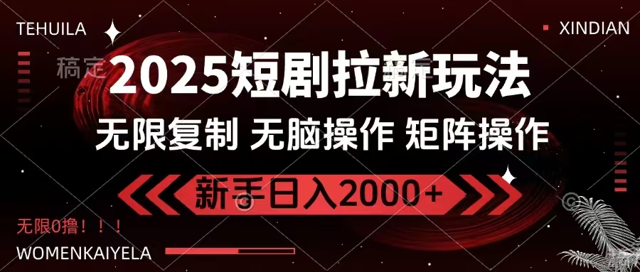 2025短剧拉新玩法，无需注册登录，无限0撸，无脑批量操作日入2000+-黑斯坦丁项目网