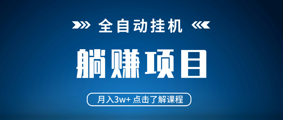 全自动挂机项目 月入3w+ 真正躺平项目 不吃电脑配置 当天见收益-黑斯坦丁项目网
