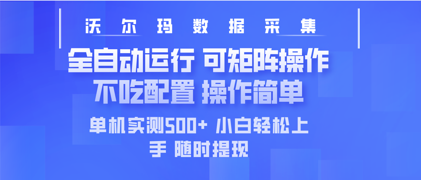 最新沃尔玛平台采集 全自动运行 可矩阵单机实测500+ 操作简单-黑斯坦丁项目网