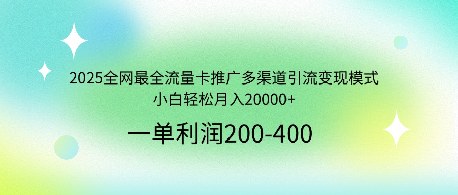 2025全网最全流量卡推广多渠道引流变现模式,小白轻松月入20000+-黑斯坦丁项目网