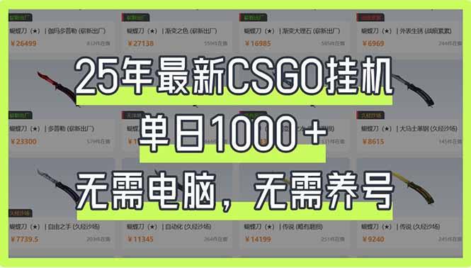 25年最新CSGO挂机系统，单日1000+，无需电脑，无需养号，0基础可上手-黑斯坦丁项目网