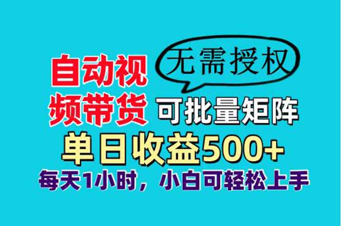 自动视频带货，可批量矩阵，单日收益500+、轻松实现睡后收益，小白可…-黑斯坦丁项目网