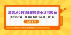 教你从0到1玩转投流小红书聚光，低成本获客，快速获取稳定流量(第1期-黑斯坦丁项目网