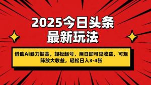 2025今日头条最新玩法,借助AI暴力掘金,轻松起号,两日即可见收益,可…-黑斯坦丁项目网