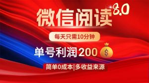 微信阅读8.0玩法！！0撸，没有任何成本有手就行，一天利润200+-黑斯坦丁项目网