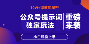 公众号提示词玩法，10W+爆文最简单快速的方法，小白轻松上手-黑斯坦丁项目网