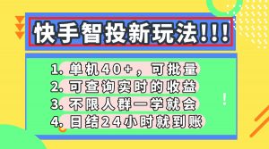 快手智投新玩法，单机日入40+，可批量，可查询实时收益，收益日结24小…-黑斯坦丁项目网