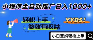 2025年最新风口,小程序自动推广,,稳定日入1000+,小白轻松上手-黑斯坦丁项目网