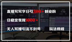 直播写写字日引300+创业粉，日稳定变现600+无人写播引流不封号，玩法教程-黑斯坦丁项目网