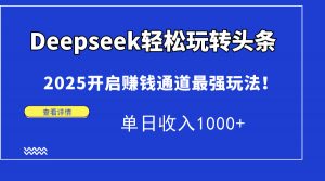 Deepseek轻松玩转头条，2025开启赚钱通道最强玩法！单日收入1000+-黑斯坦丁项目网