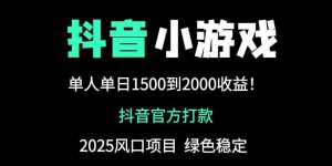 抖音官方小游戏2025全网最新玩法，暴利赚钱项目，单机日入2000+-黑斯坦丁项目网