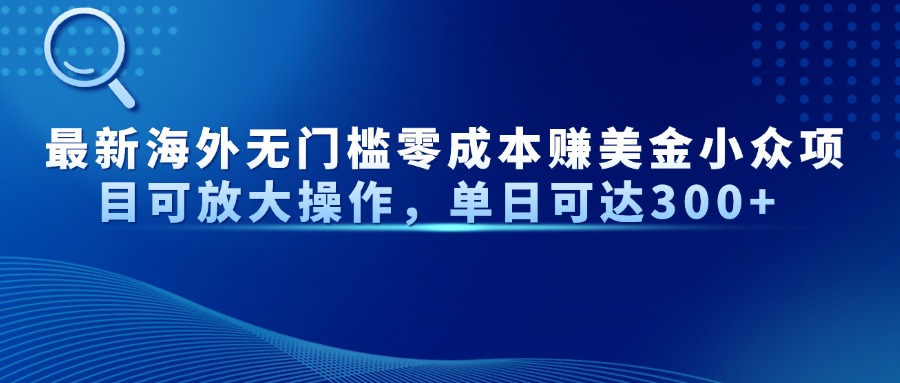 最新海外无门槛零成本赚美金小众项目可放大操作，单日可达300+-黑斯坦丁项目网