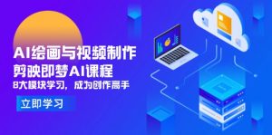 AI绘画与视频制作,剪映即梦AI课程,8大模块学习,成为创作高手-黑斯坦丁项目网