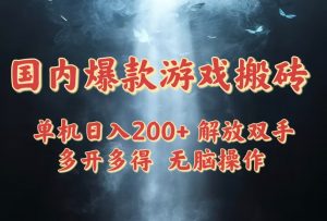 国内爆款游戏搬砖，单机日入200+，长期稳定，多开多得，无脑操作-黑斯坦丁项目网