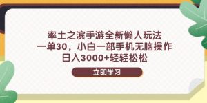 率土之滨手游全新懒人玩法,一单30,小白一部手机无脑操作,日入3000+…-黑斯坦丁项目网