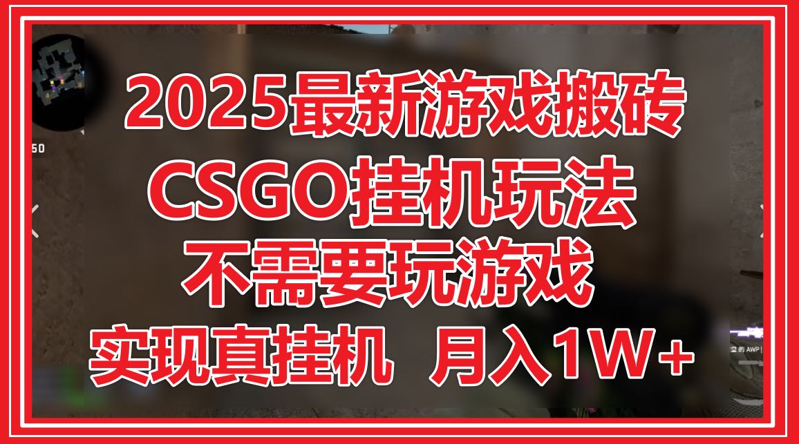 2025最新游戏搬砖，CSGO挂机，不需要玩游戏，实现真挂机，月入1W+-黑斯坦丁项目网