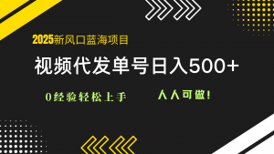 2025视频代发蓝海项目：0经验轻松上手，单号日入500+，人人可做！-黑斯坦丁项目网