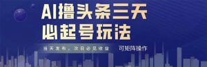 AI撸头条三天必起号，纯原创情感故事，每天搬砖十分钟，小白复制粘贴月…-黑斯坦丁项目网