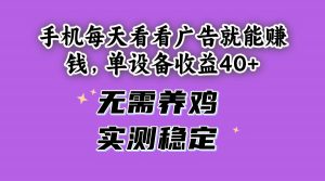 （14767期）手机每天看看广告就能赚钱，单设备收益40+ 无需养鸡，实测稳定-黑斯坦丁项目网