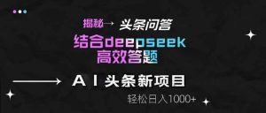 揭秘头条问答新玩法！结合deepseek高效答题，轻松日入1000+-黑斯坦丁项目网